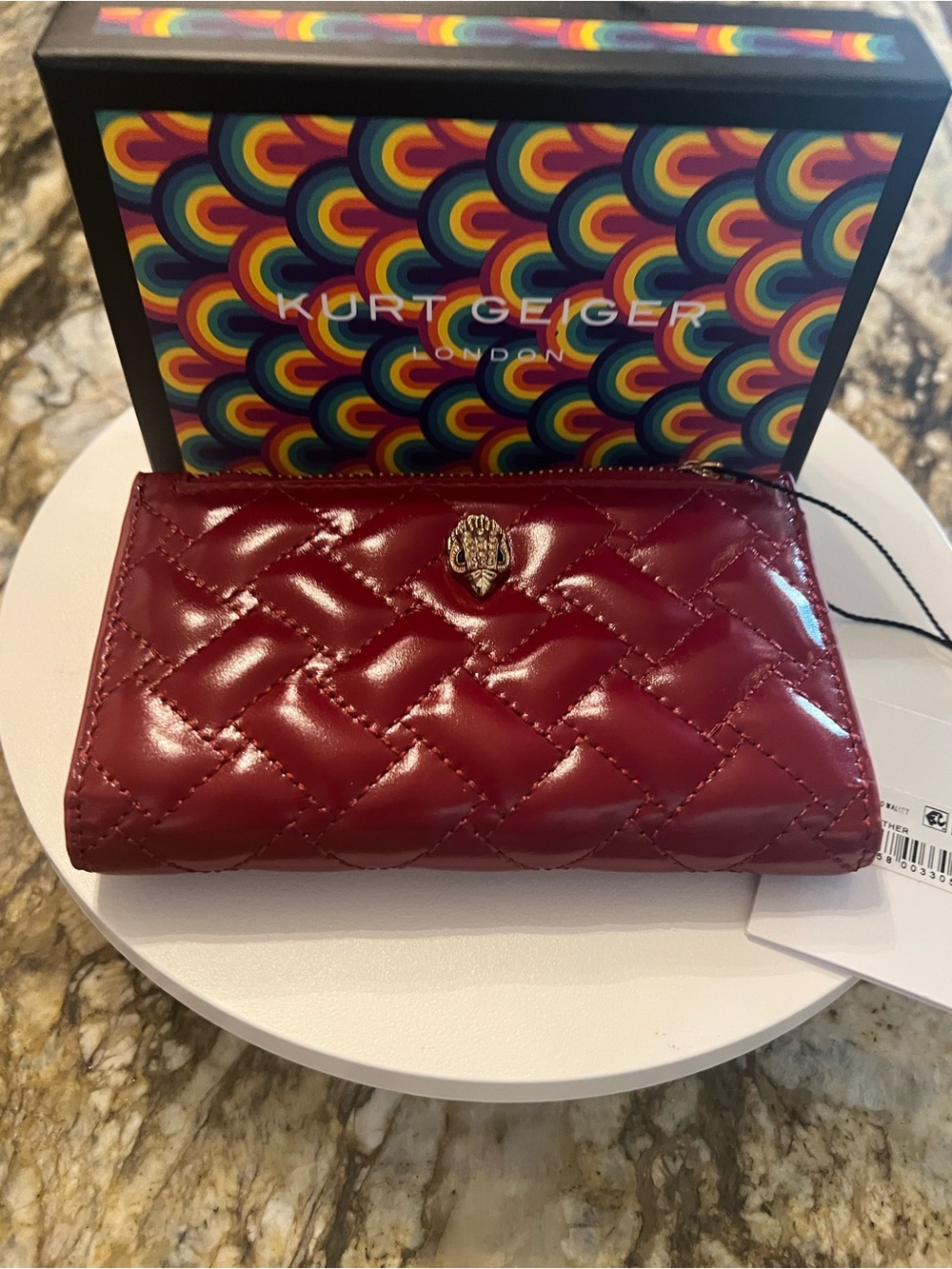 Kurt Geiger London NWT! Quilted Red Patent Leather Compact Wallet